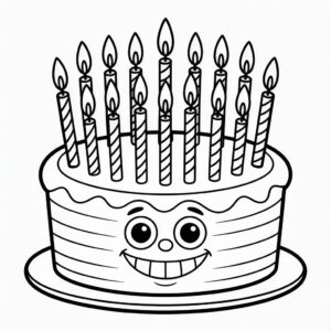 coloriage Gâteau d’anniversaire avec bougies