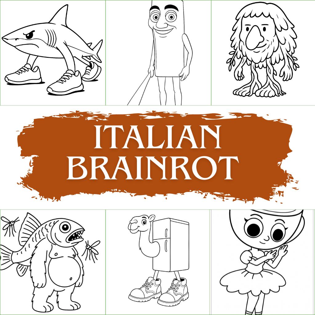 italian brainrot kleurplaat ft