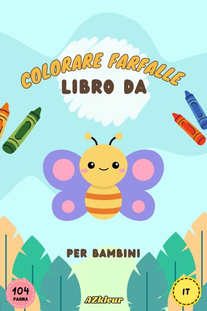 Libro da Colorare Farfalle con 104 Pagine