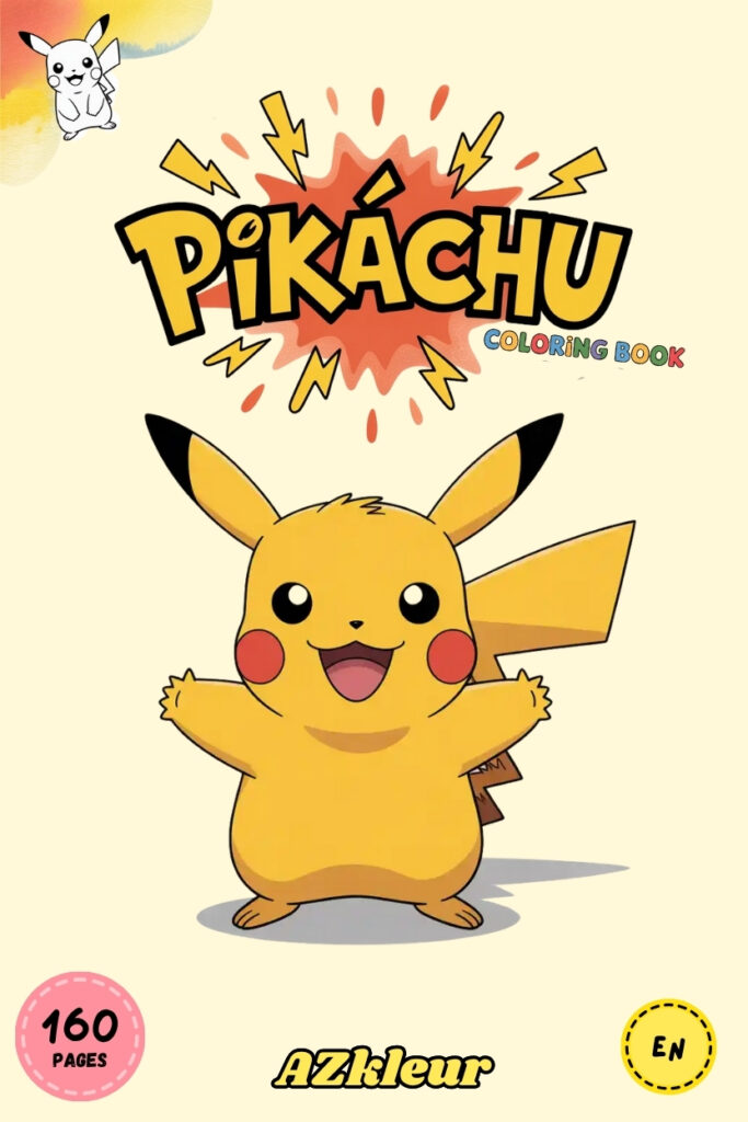 160 Pages Pikachu Coloring Book