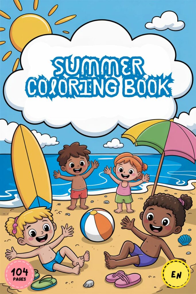 104 Pages Summer Coloring Book