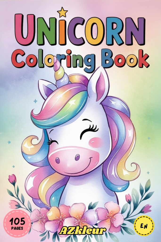 105 Pages Unicorn Coloring Book