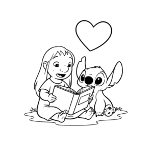 kleurplaat stitch en angel en lilo​