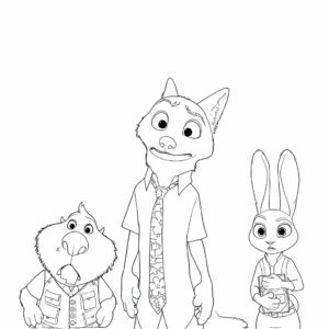 Nick, Judy en Nibbles staan naast elkaar