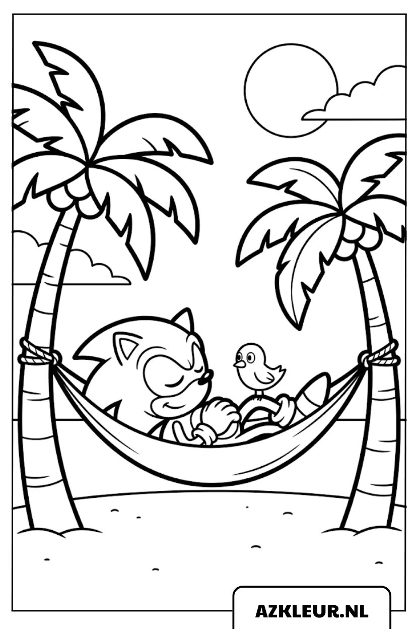 Sonic slaapt in hangmat kleurplaat.jpg