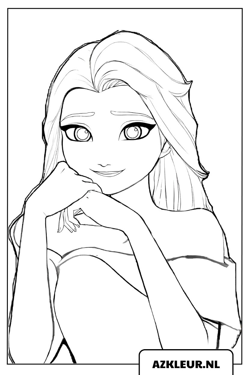 Elsa kleurplaat Glimlachende Sneeuw