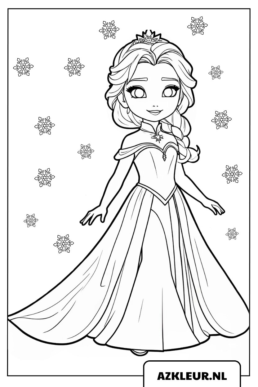 Elsa kleurplaat Tussen Vallende Sneeuw