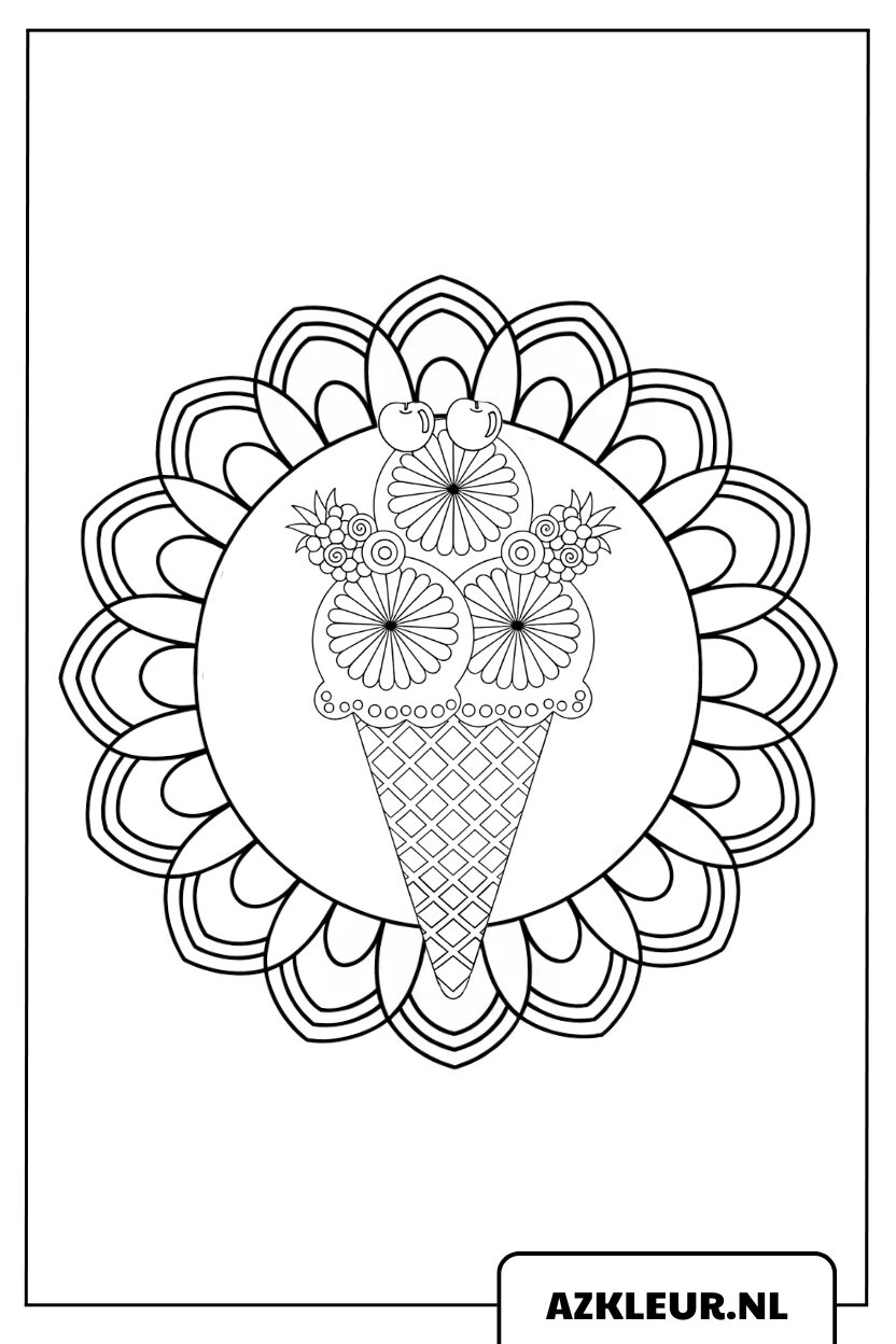 Ice Cream Mandala kleurplaat