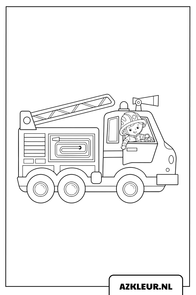 Kleurplaat Brandweerwagen in Actie