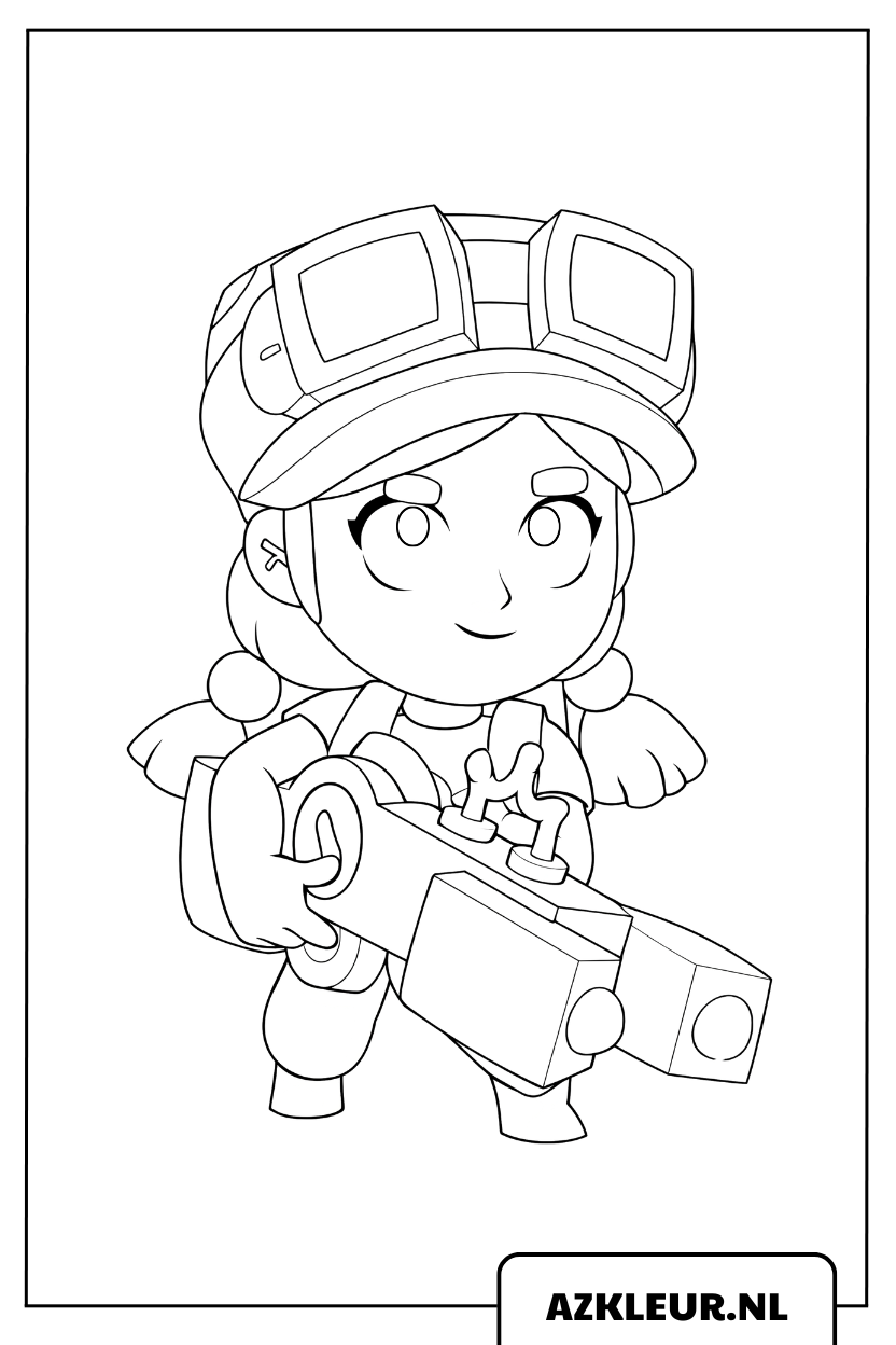 Kleurplaat Brawl Stars personage met avonturiersbril