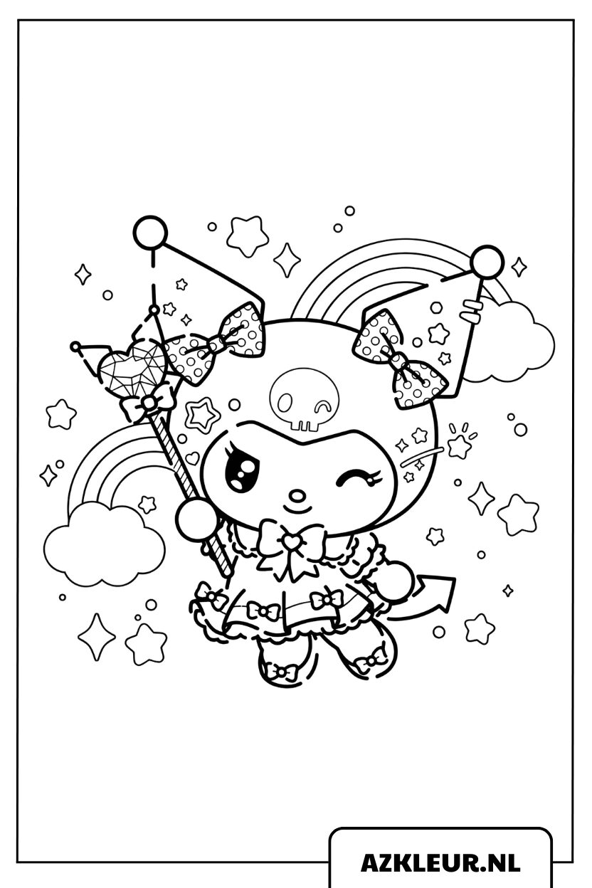 Kleurplaat Kuromi straalt zelfverzekerd