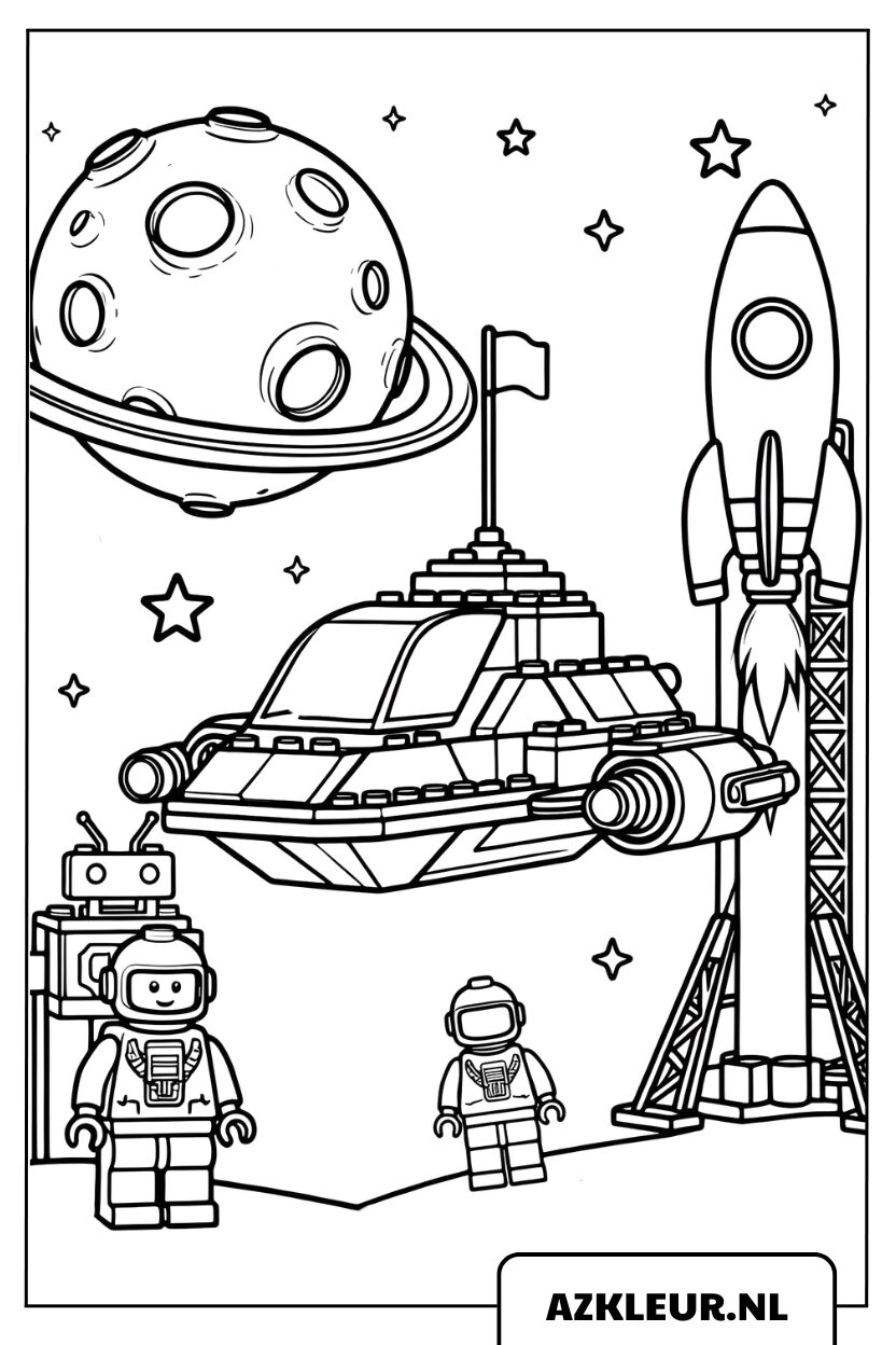 Kleurplaat Lego ruimte-avontuur