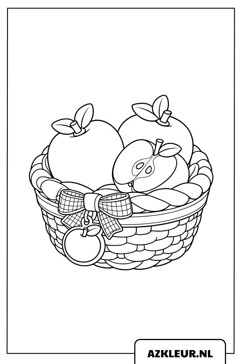 Kleurplaat Mand met Zoet Fruit