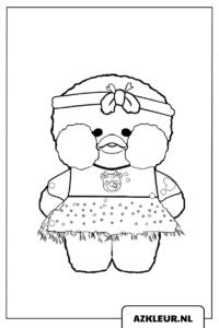 Kleurplaat Paper Duck in een schattige jurk met een strik haarband