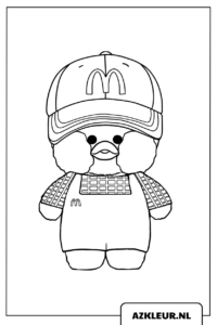 Kleurplaat Paper Duck in sportieve outfit met pet