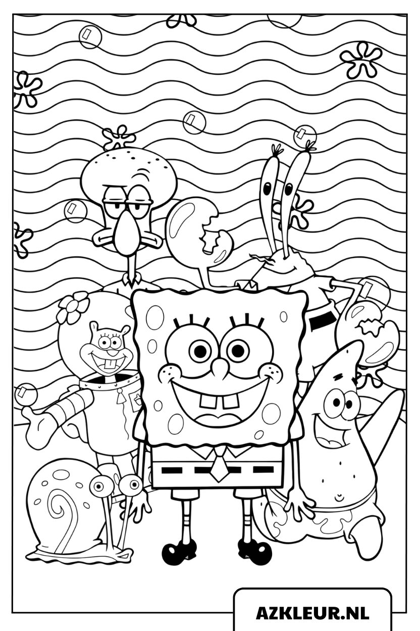 Kleurplaat SpongeBob en Vrienden Onder Zee