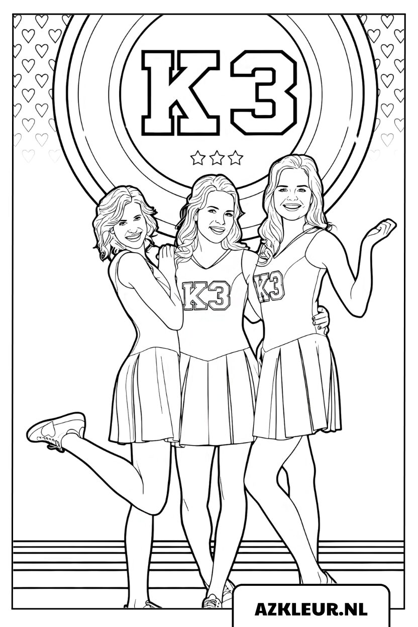 Kleurplaat Vriendengroep K3