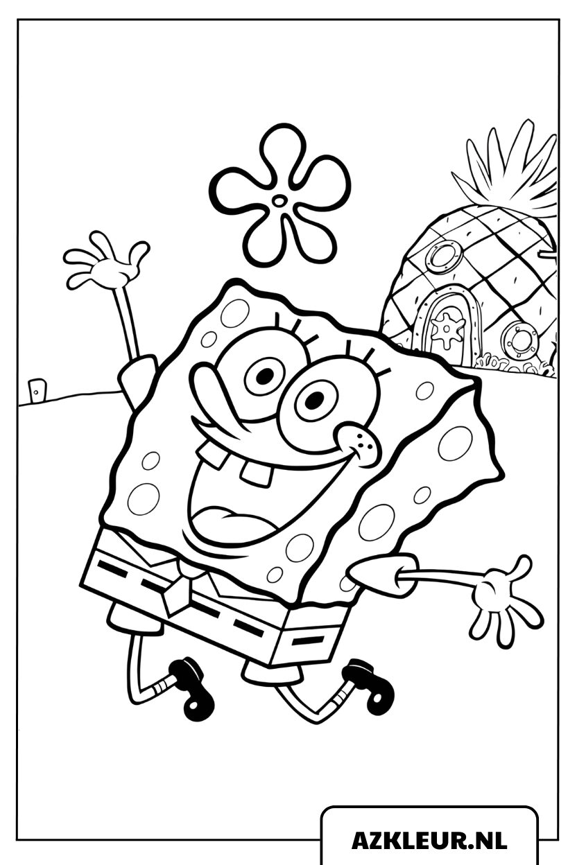 Kleurplaat Vrolijke SpongeBob