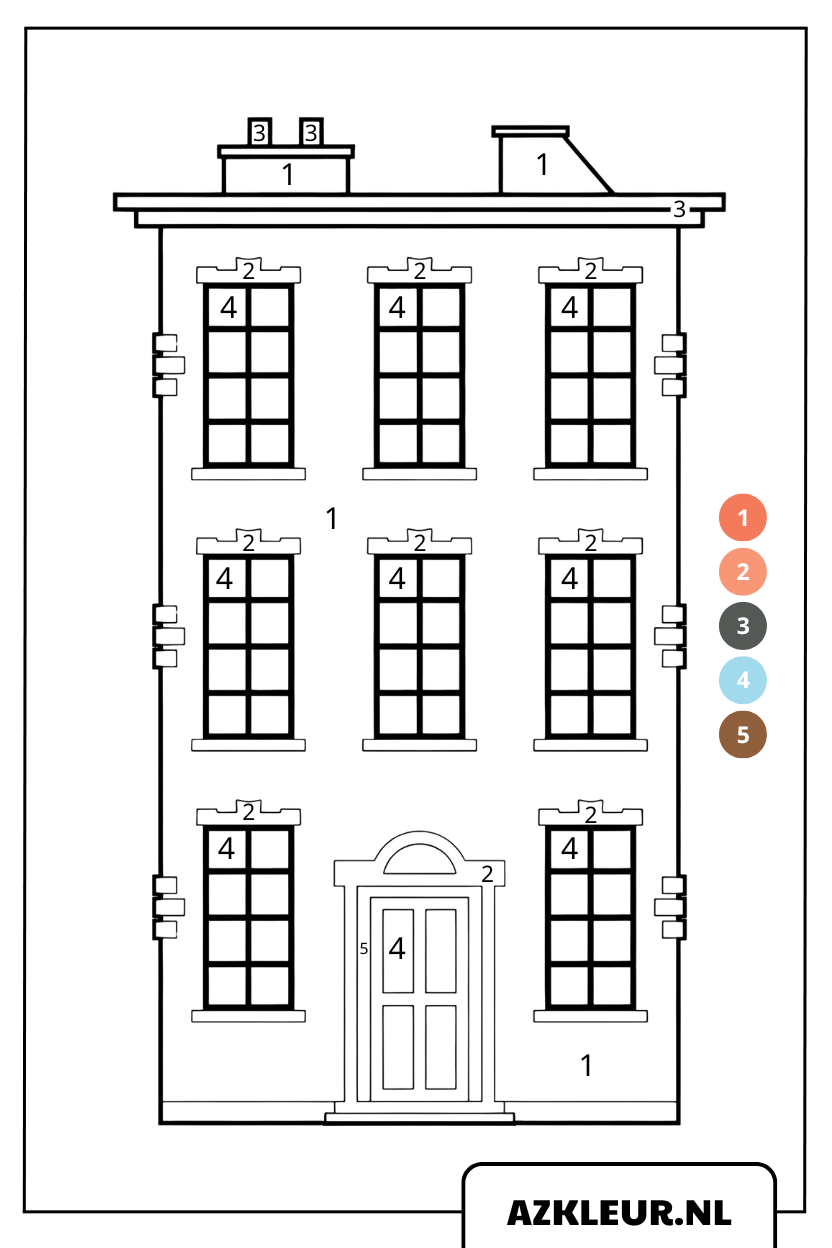 Kleurplaat op nummer Klassiek Europees huis