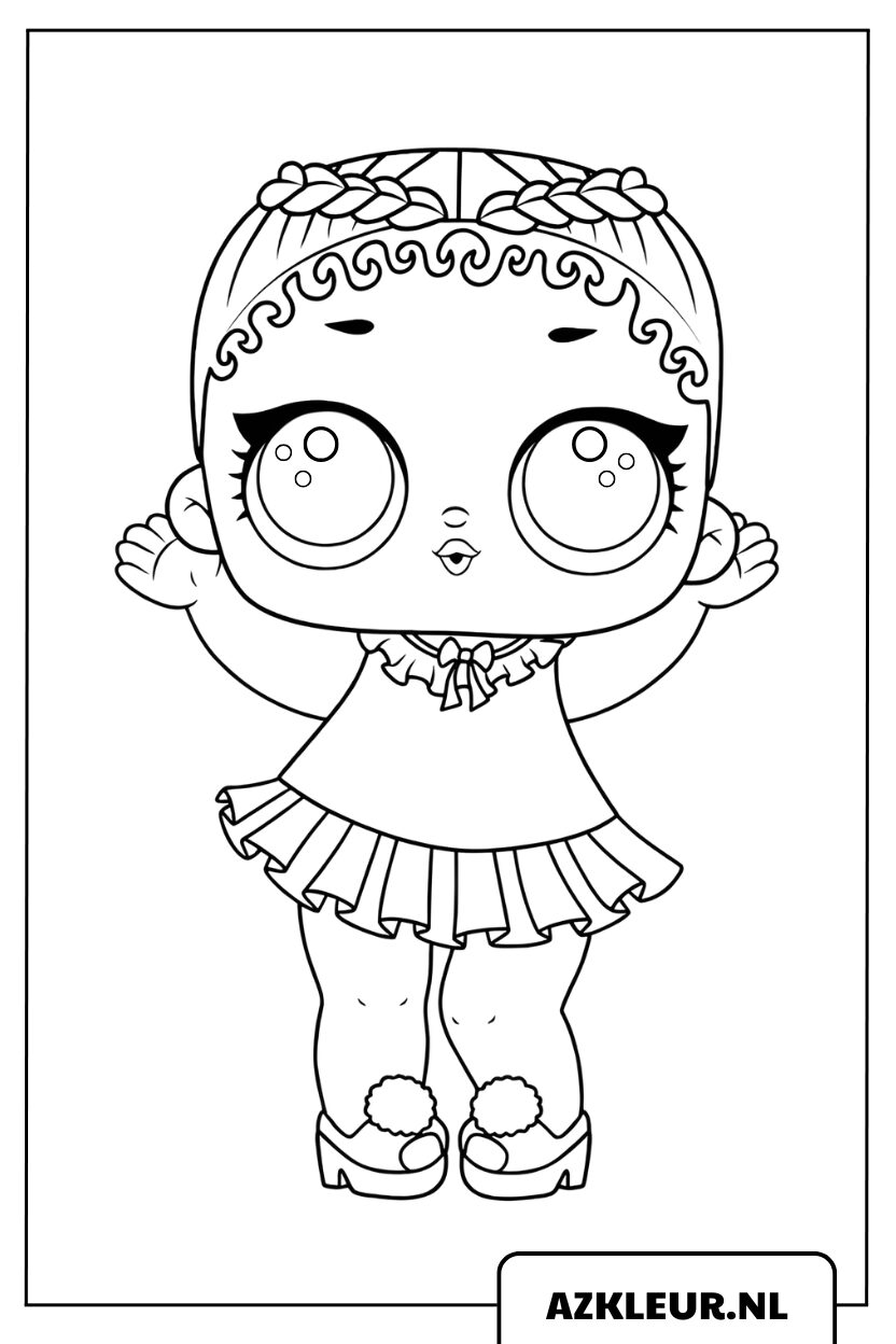 Kleurplaat schattige LOL-prinses met grote ogen