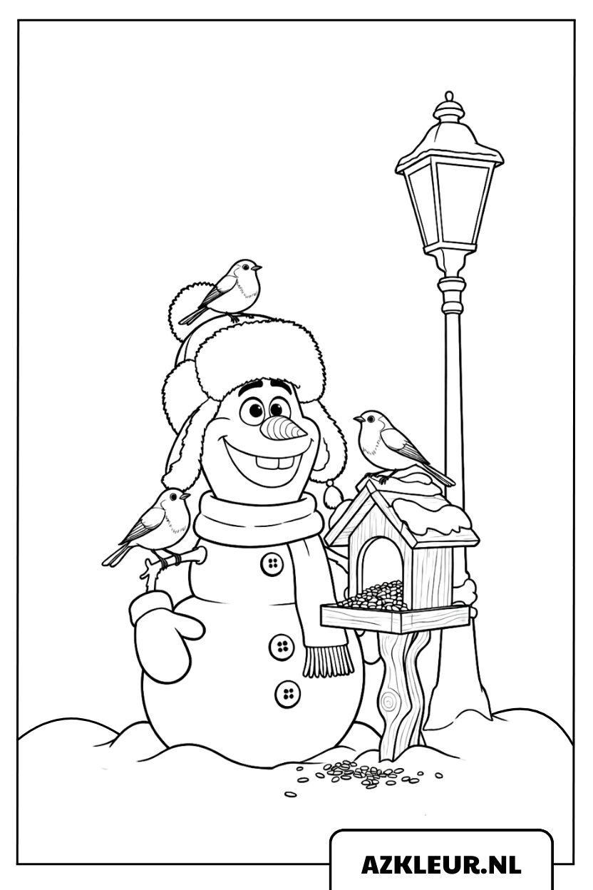Kleurplaat van de vriendelijke sneeuwpop Olaf