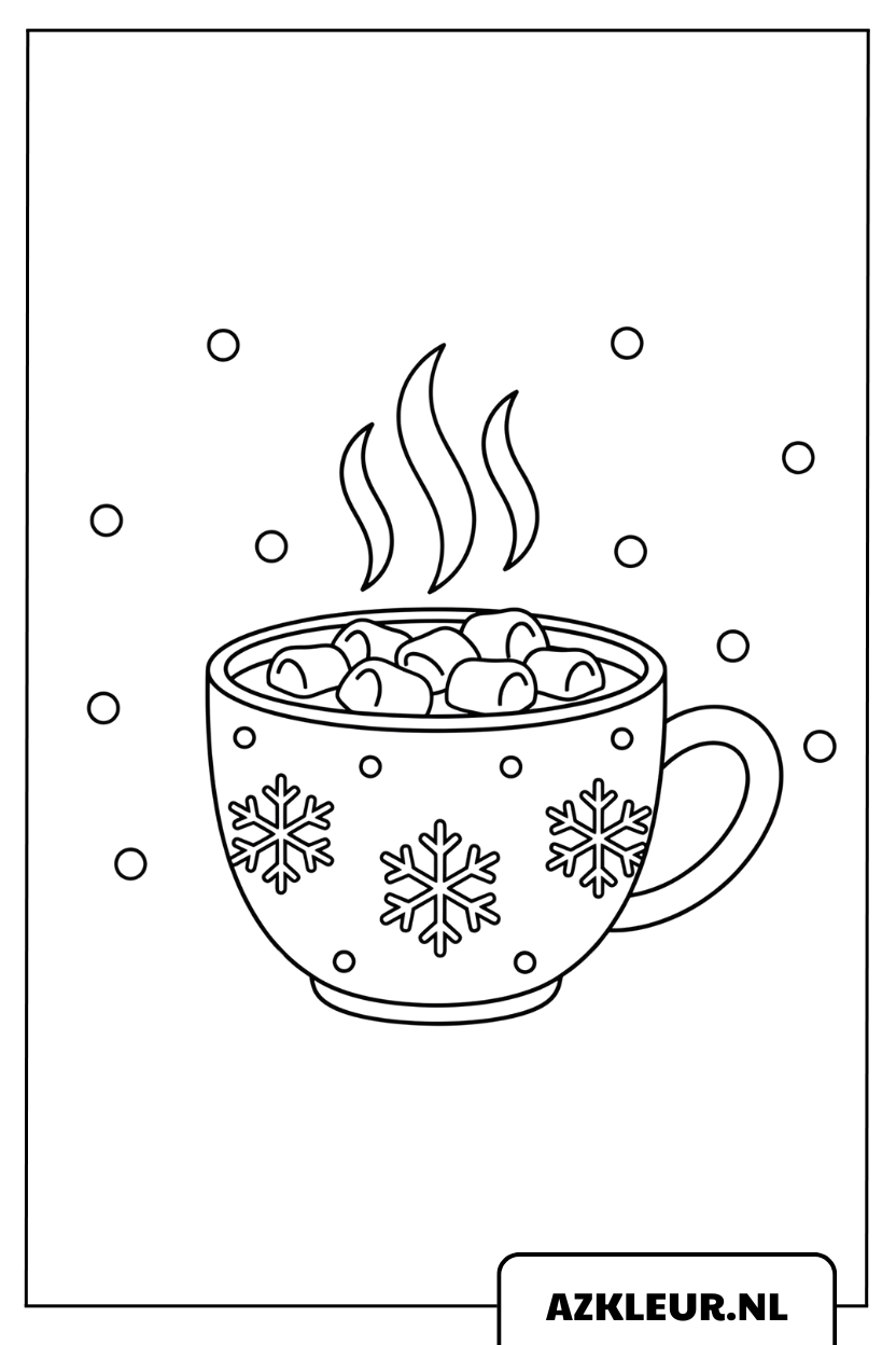 Kleurplaat warme chocolademelk voor de koude winter