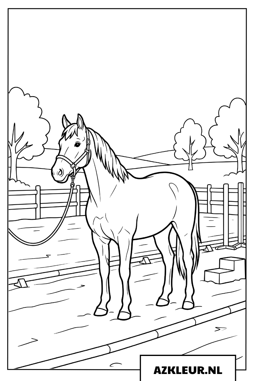 Rennend Paard op het Platteland Kleurplaat