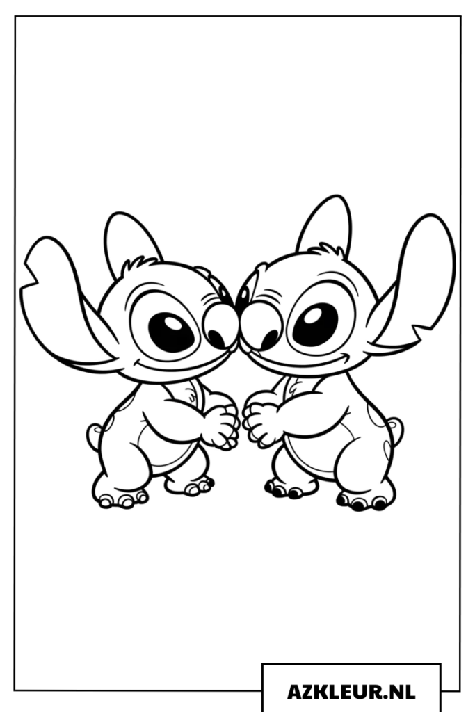 Stitch en Angel houden elkaars handen vast