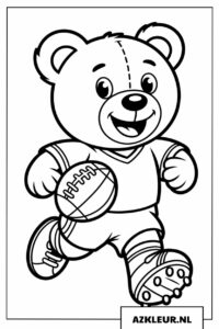 Voetballende Beer Kleurplaat