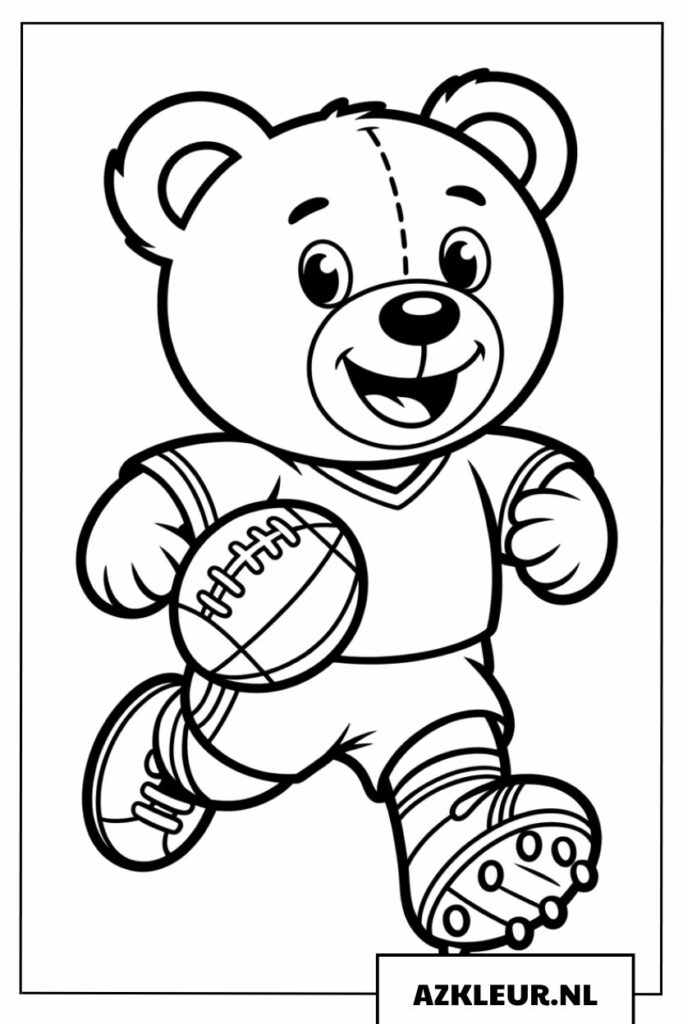Voetballende Beer Kleurplaat