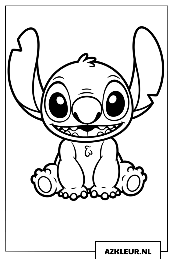 Vrolijke Stitch met een grote glimlach