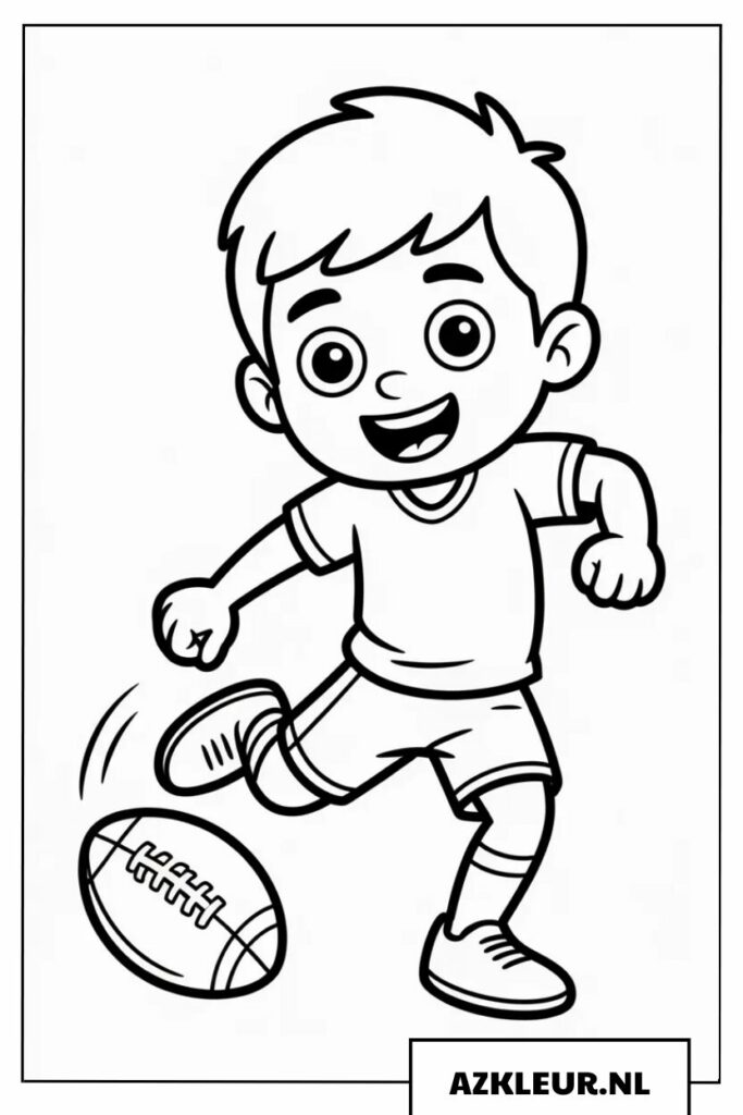 Vrolijke Voetballer Kleurplaat