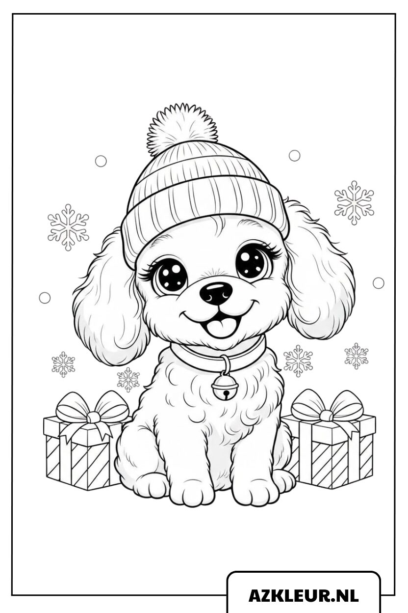 Winter Puppy Kleurplaat Hond