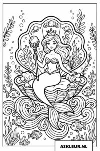 Zeemeermin Kleurplaat_ Elegante zee prinses