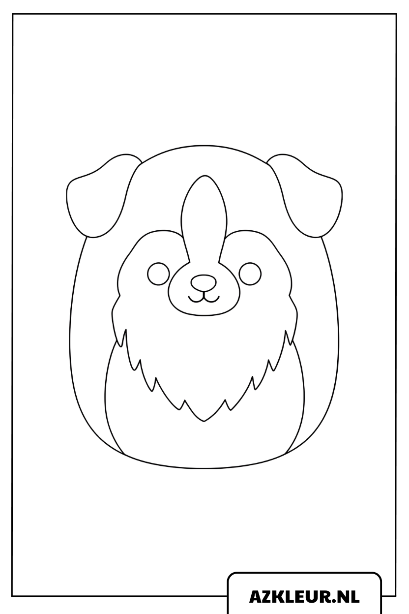 kleurplaat Kleine Schattige Squishmallow Puppy