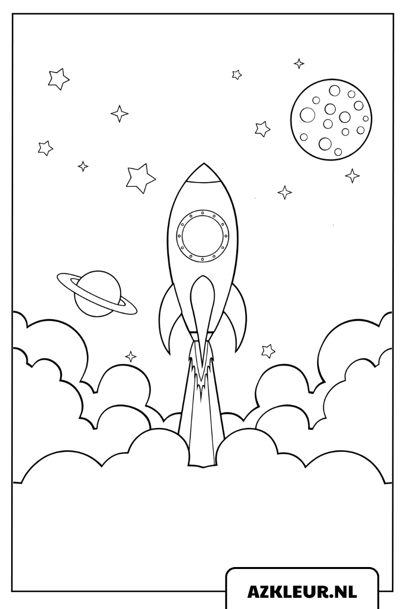kleurplaat Raket Die De Ruimte In Vliegt