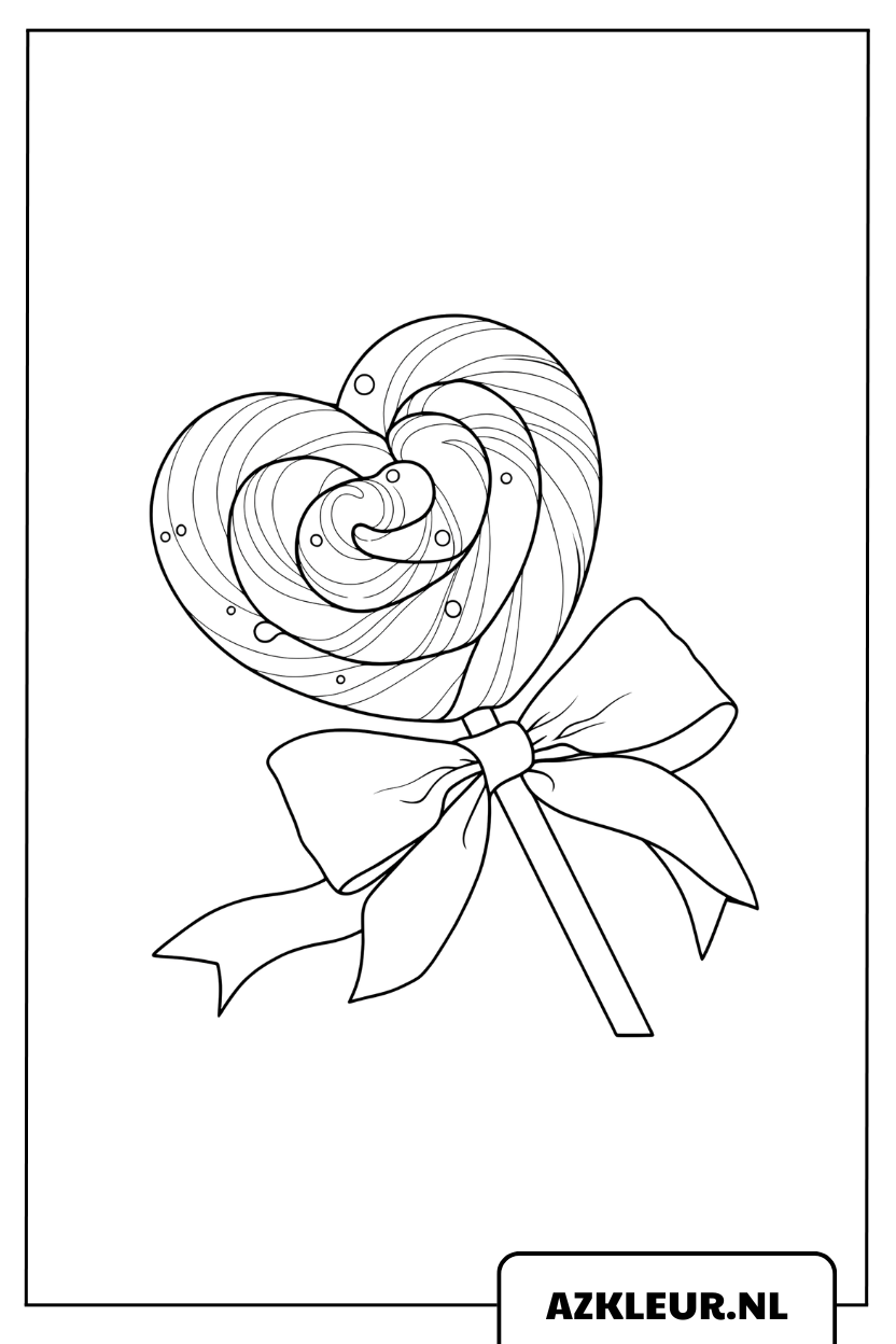 kleurplaat Schattige Hartvormige Lolly