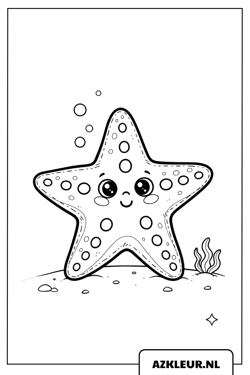 kleurplaat Schattige Kleine Zeester