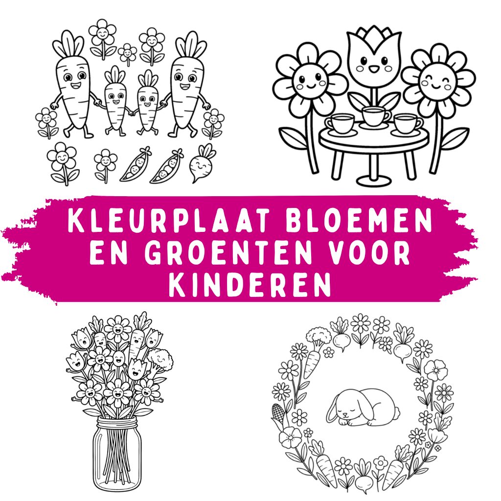 Kleurplaat Bloemen en Groenten voor Kinderen
