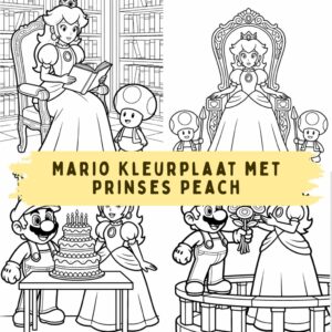 Mario Kleurplaat met Prinses Peach: Gratis Prinses Peach Kleurplaten om af te Drukken