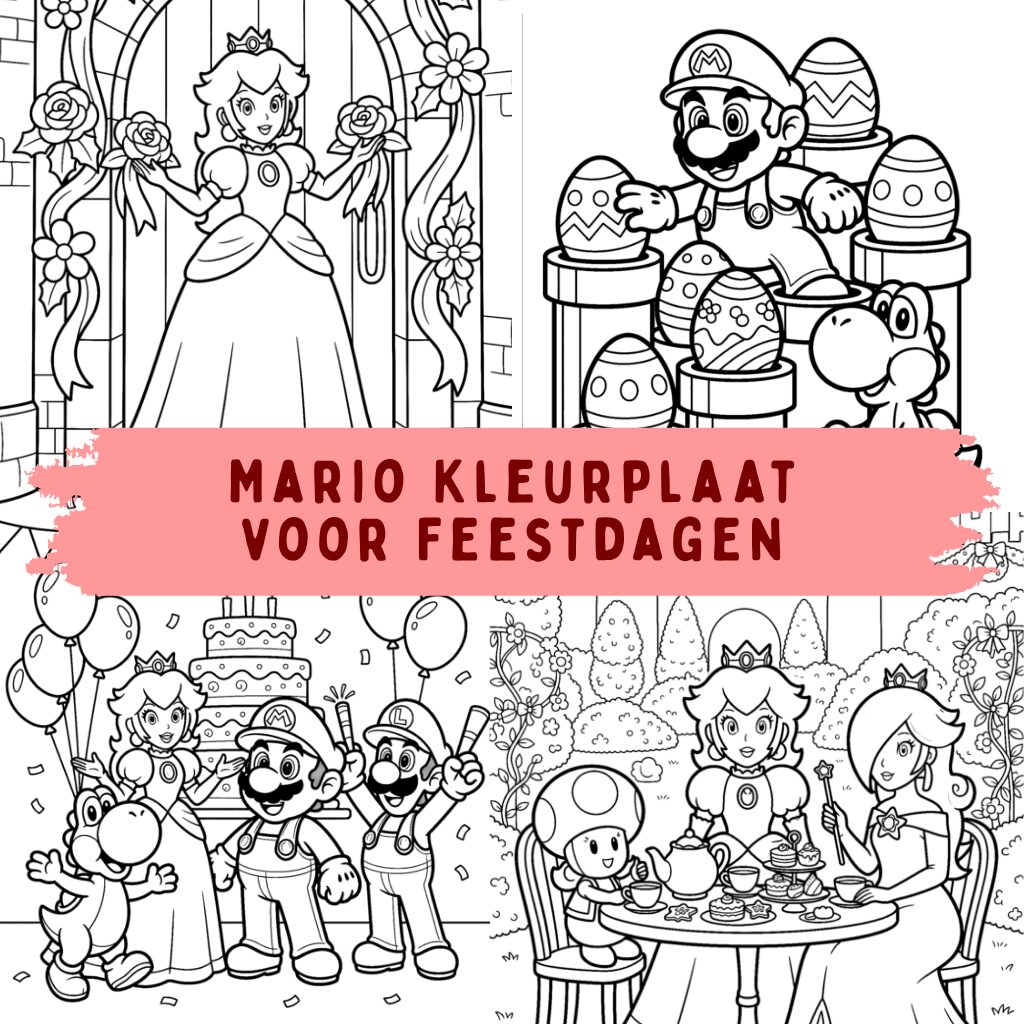 Mario Kleurplaat voor Feestdagen ft