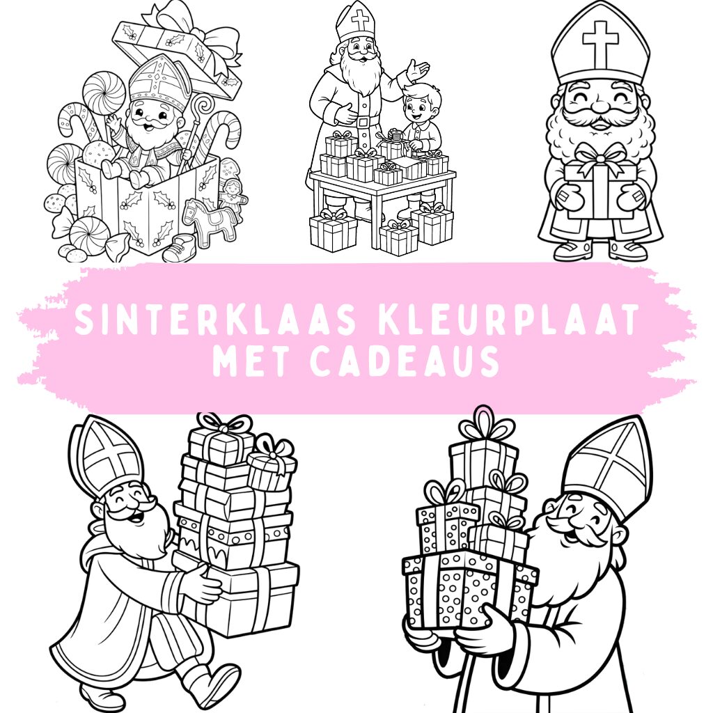 Sinterklaas Kleurplaat met Cadeaus ft