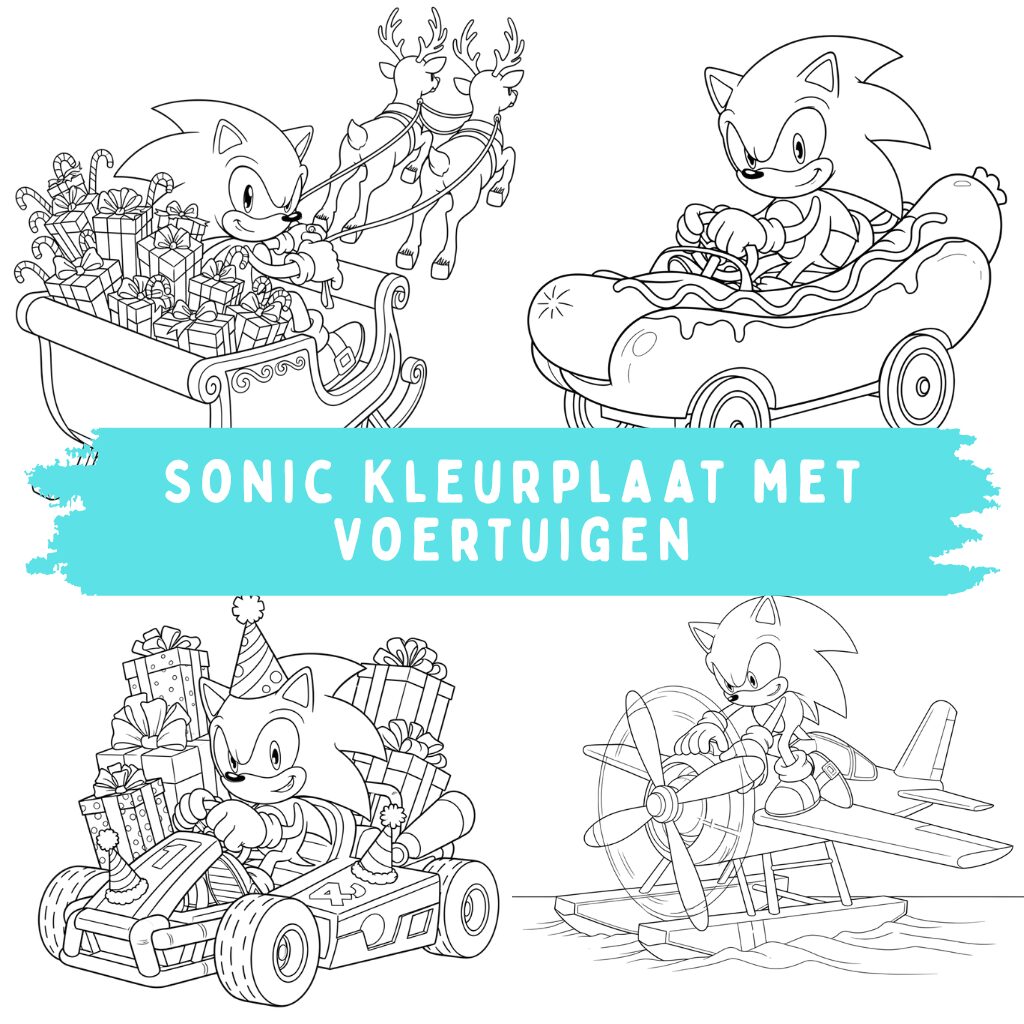 Sonic Kleurplaat met Voertuigen ft