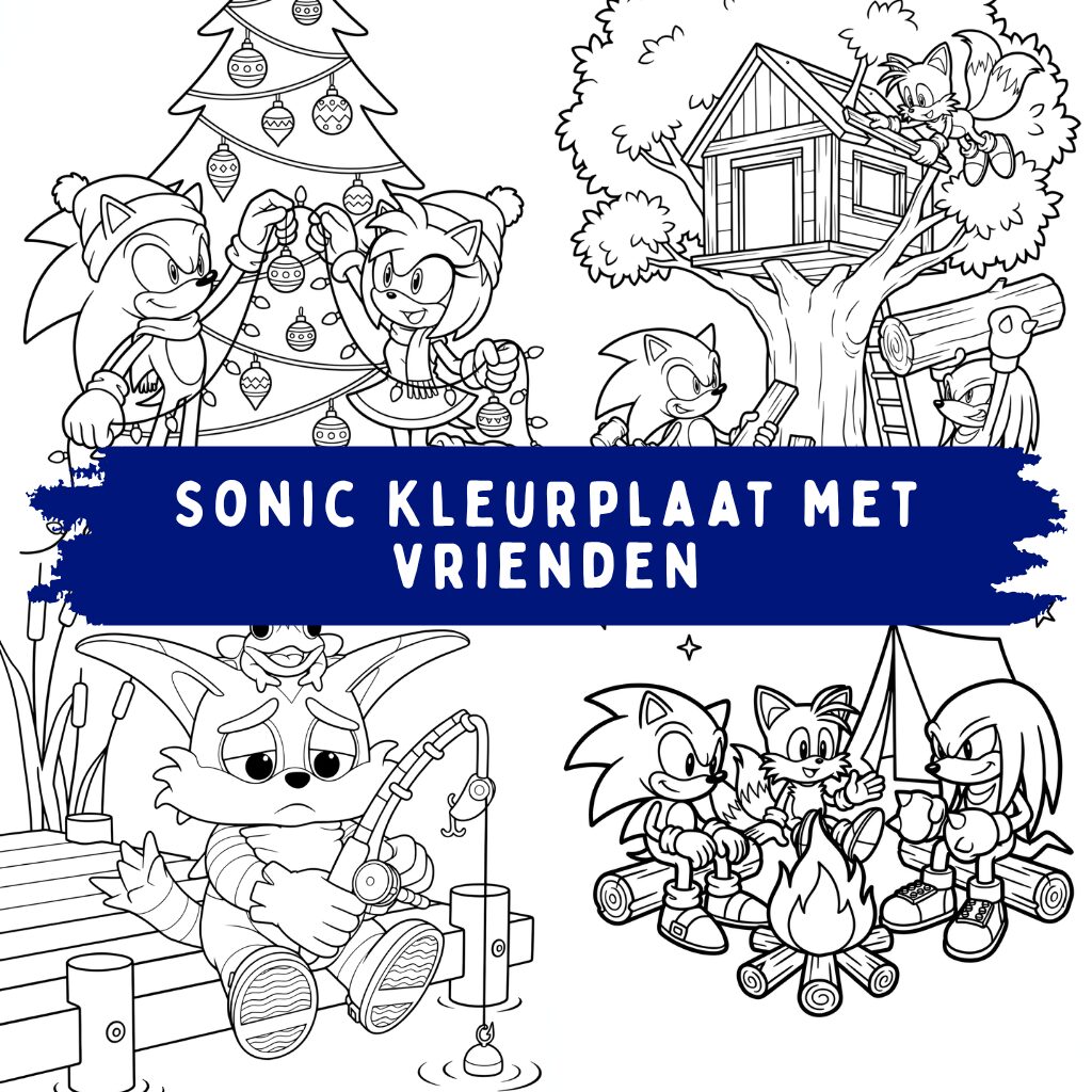 Sonic Kleurplaat met vrienden ft (1)