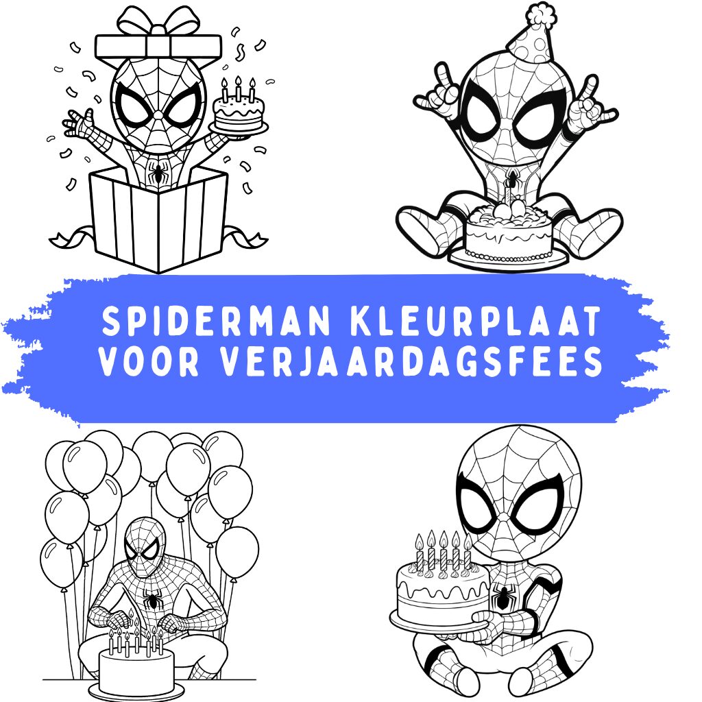 Spiderman Kleurplaat voor Verjaardagsfees ft