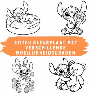 Stitch Kleurplaat Met Verschillende Moeilijkheidsgraden | Gratis Printen