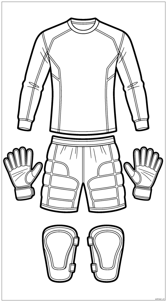 Complete keepersoutfit weergegeven met handschoenen