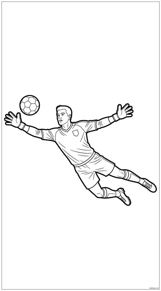 Doelman duiken om een bal te redden