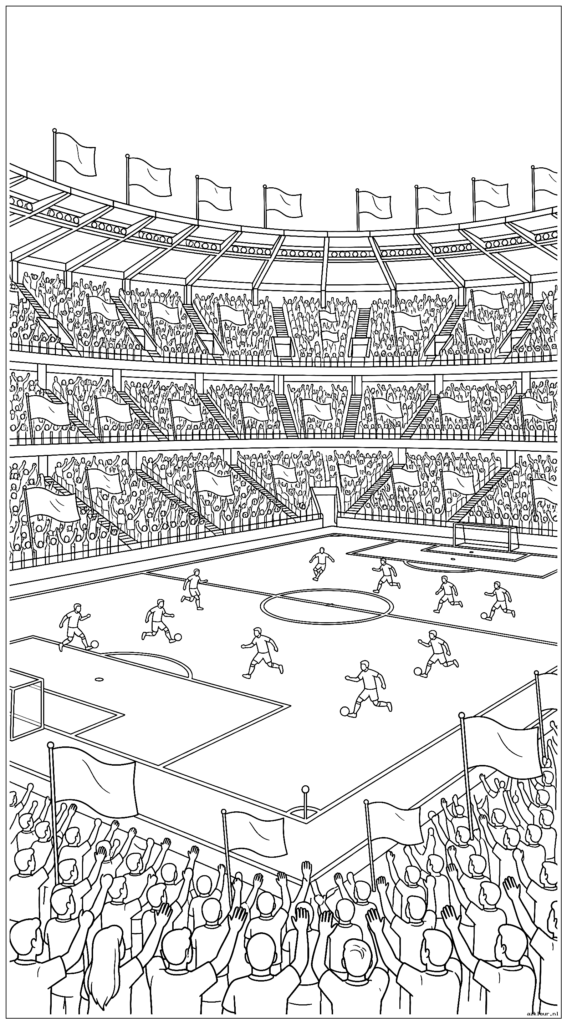 Enorm voetbalstadion tijdens kampioenswedstrijd