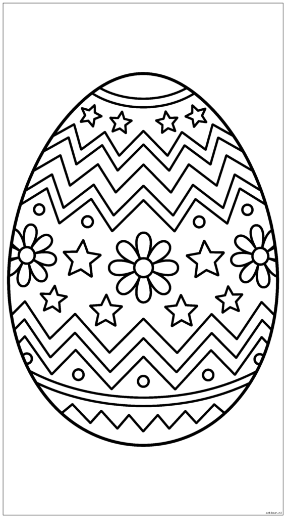 Groot paasei met geometrische patronen van zigzaglijnen